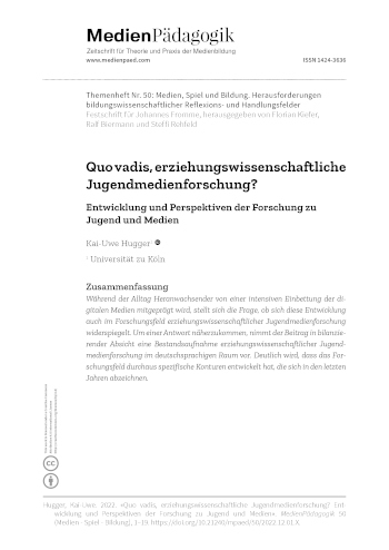 Cover:: Kai-Uwe Hugger: Quo Vadis Youth Media Research in Educational Science? Development and Perspectives of Research on Youth and Media