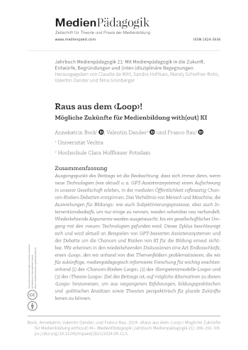 Cover:: Annekatrin Bock, Valentin Dander, Franco Rau: Raus aus dem ‹Loop›! Mögliche Zukünfte für Medienbildung with(out) KI